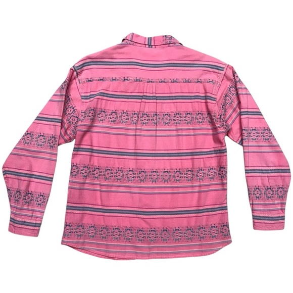 Nuovo Vintage 90s Pink Southwestern Stripe Long Sleeve Button-Up Shirt Sz Medium - Picture 6 of 9